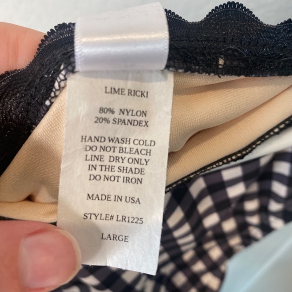 NWT Lime Ricki Black & White Gingham Cropped Top High Waist 2 Piece Bathing Suit - Picture 11 of 11